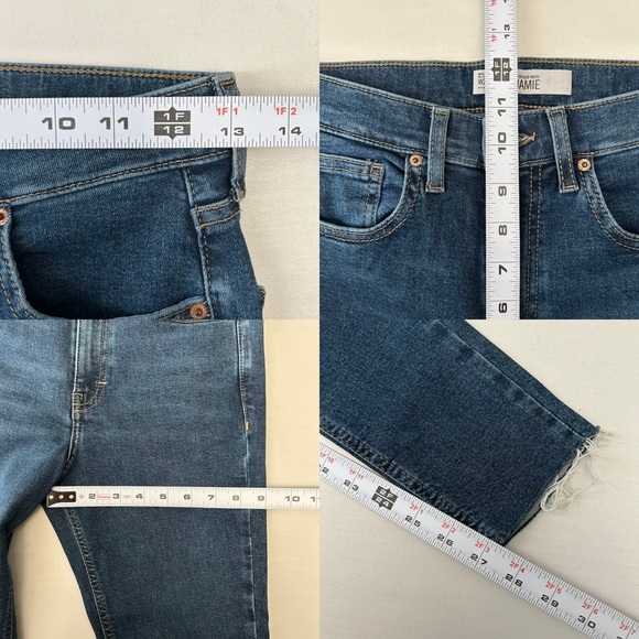 Topshop Jamie Skinny Jeans High Rise Ankle Cropped Raw Hem Blue Size 26 - Picture 8 of 12